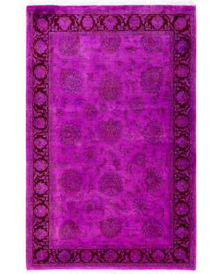Overdyed Hand-Knotted Wool Modern-Contemporary Purple Area Rug 4' 9" x 7' 2"
