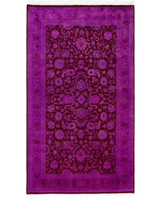 Overdyed Hand-Knotted Wool Modern-Contemporary Purple Area Rug 4' 6" x 7' 9"
