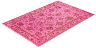 Overdyed Hand-Knotted Wool Modern-Contemporary Pink Area Rug 4' 9" x 7' 3"