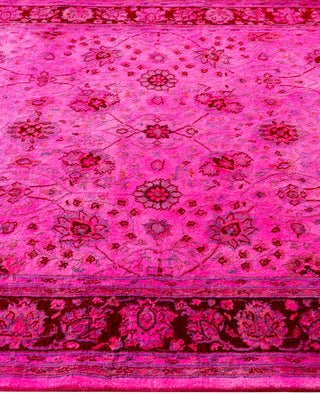 Overdyed Hand-Knotted Wool Modern-Contemporary Pink Area Rug 4' 7" x 7' 7"