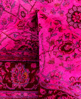 Overdyed Hand-Knotted Wool Modern-Contemporary Pink Area Rug 4' 7" x 7' 7"