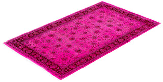 Overdyed Hand-Knotted Wool Modern-Contemporary Pink Area Rug 4' 7" x 7' 7"