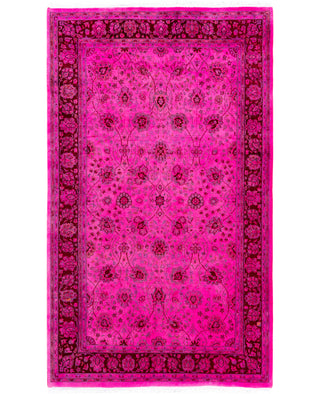 Overdyed Hand-Knotted Wool Modern-Contemporary Pink Area Rug 4' 7" x 7' 7"