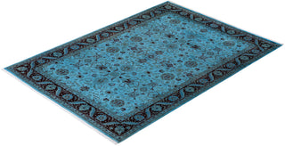 Contemporary Hand Knotted Overdyed Blue Area Rug 6' 10" x 9' 8"