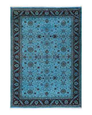 Contemporary Fine Vibrance Blue Wool Area Rug 6' 10" x 9' 8"