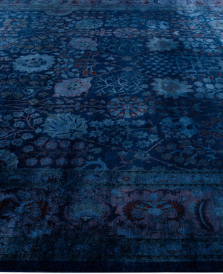 Overdyed One-of-a-Kind Wool Navy Area Rug 9' 1" x 11' 9"