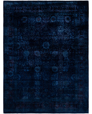 Overdyed One-of-a-Kind Wool Navy Area Rug 9' 1" x 11' 9"