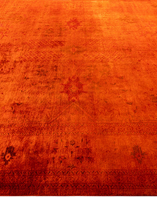 Contemporary Hand-Knotted Overdyed Orange Area Rug 8' 3" x 9' 10"