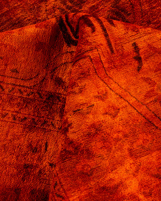 Contemporary Hand-Knotted Overdyed Orange Area Rug 8' 3" x 9' 10"