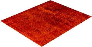 Contemporary Hand-Knotted Overdyed Orange Area Rug 8' 3" x 9' 10"