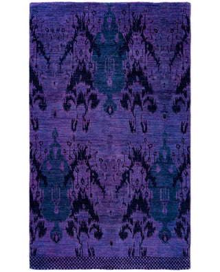 Contemporary Overdyed Wool Hand Knotted Purple Area Rug 4' 5" x 7' 5"