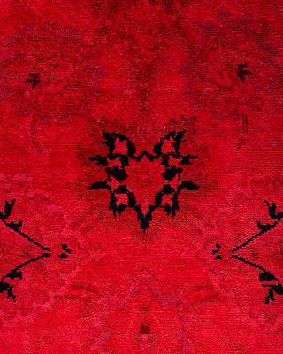 Contemporary Hand-Knotted Overdyed Red Area Rug 4' 1" x 6' 2"
