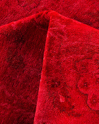 Contemporary Hand-Knotted Overdyed Red Area Rug 4' 1" x 6' 2"
