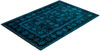 Contemporary Hand-Knotted Overdyed Blue Area Rug 4' 2" x 6' 0"