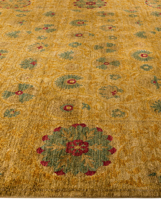 Overdyed Hand-Knotted Wool Modern-Contemporary Gold Area Rug 9' 4" x 12' 10"