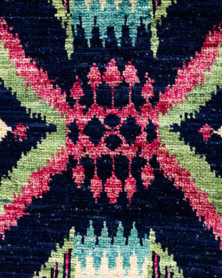 Contemporary Hand-Knotted Modern Abstract Navy Area Rug 4' 1" x 6' 2"