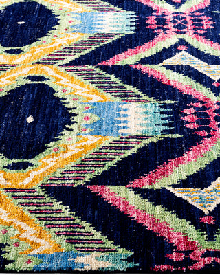 Contemporary Hand-Knotted Modern Abstract Navy Area Rug 4' 1" x 6' 2"