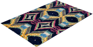 Contemporary Hand-Knotted Modern Abstract Navy Area Rug 4' 1" x 6' 2"
