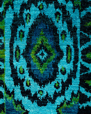 Contemporary Hand-Knotted Modern Abstract Blue Area Rug 3' 10" x 6' 2"