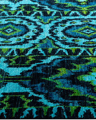 Contemporary Hand-Knotted Modern Abstract Blue Area Rug 3' 10" x 6' 2"