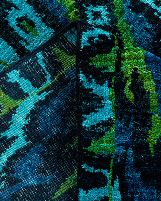 Contemporary Hand-Knotted Modern Abstract Blue Area Rug 3' 10" x 6' 2"