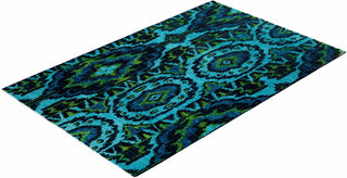Contemporary Hand-Knotted Modern Abstract Blue Area Rug 3' 10" x 6' 2"