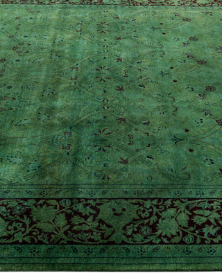 Contemporary Overdyed Wool Hand Knotted Green Area Rug 6' 0" x 8' 10"