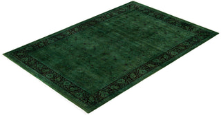 Contemporary Overdyed Wool Hand Knotted Green Area Rug 6' 0" x 8' 10"