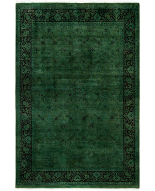 Contemporary Overdyed Wool Hand Knotted Green Area Rug 6' 0" x 8' 10"