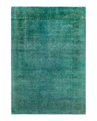 Contemporary Overyed Wool Hand Knotted Blue Area Rug 6' 2" x 8' 10"