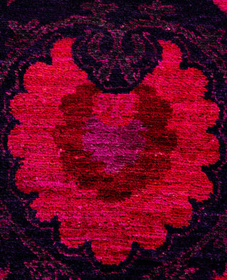 Contemporary Overdyed Wool Hand Knotted Purple Area Rug 4' 3" x 5' 6"