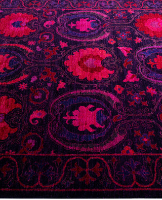 Contemporary Overdyed Wool Hand Knotted Purple Area Rug 4' 3" x 5' 6"