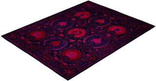 Contemporary Overdyed Wool Hand Knotted Purple Area Rug 4' 3" x 5' 6"