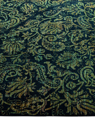 Overdyed Hand-Knotted Wool Modern-Contemporary Green Area Rug 4' 1" x 5' 1"