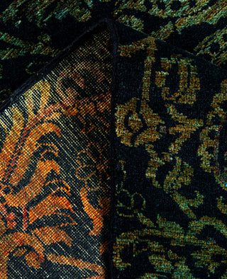 Overdyed Hand-Knotted Wool Modern-Contemporary Green Area Rug 4' 1" x 5' 1"