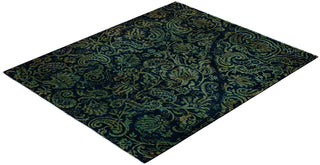 Overdyed Hand-Knotted Wool Modern-Contemporary Green Area Rug 4' 1" x 5' 1"