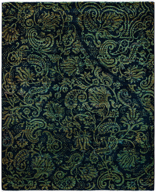 Overdyed Hand-Knotted Wool Modern-Contemporary Green Area Rug 4' 1" x 5' 1"