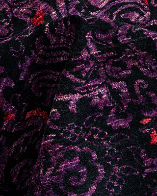 Modern - Contemporary Hand Knotted Black Area Rug 4' 2" x 5' 1"