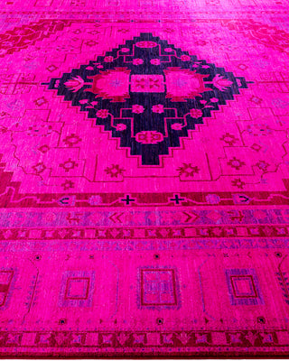 Overdyed Hand-Knotted Pink Area Rug 8' 10" x 12' 3"