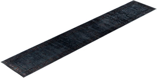 Contemporary Overdyed Wool Hand Knotted Black Runner 3' 0" x 17' 4"