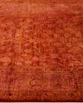 Modern Overdyed Hand Knotted Wool Red Runner 3' 0" x 13' 4"