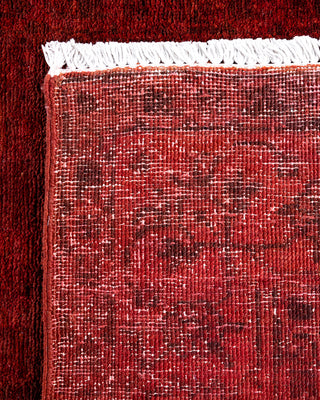 Contemporary Hand-Knotted Overdyed Red Runner 3' 1" x 7' 10"