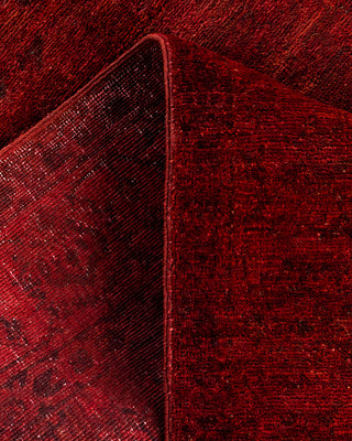 Contemporary Hand-Knotted Overdyed Red Runner 3' 1" x 7' 10"