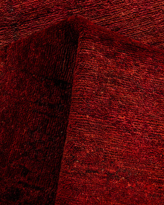 Contemporary Hand-Knotted Overdyed Red Runner 3' 1" x 7' 10"