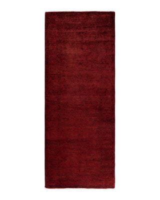 Contemporary Overyed Wool Hand Knotted Red Runner 3' 1" x 7' 10"