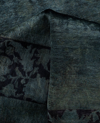 Overdyed One-of-a-Kind Wool Black Area Rug 8' 10" x 11' 6"