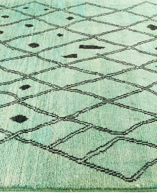 Overdyed Hand-Knotted Wool Modern-Contemporary Green Area Rug 5' 0" x 7' 7"