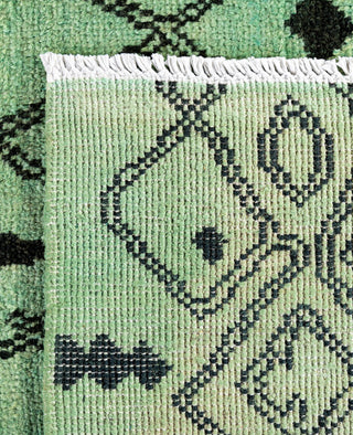 Overdyed Hand-Knotted Wool Modern-Contemporary Green Area Rug 5' 0" x 7' 7"