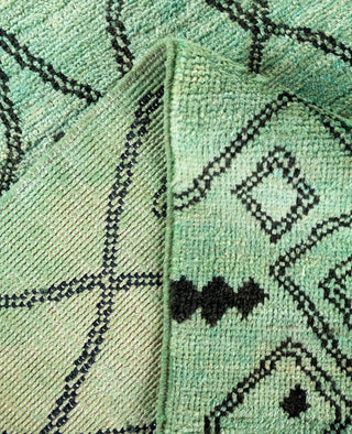 Overdyed Hand-Knotted Wool Modern-Contemporary Green Area Rug 5' 0" x 7' 7"
