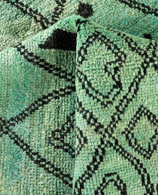 Overdyed Hand-Knotted Wool Modern-Contemporary Green Area Rug 5' 0" x 7' 7"